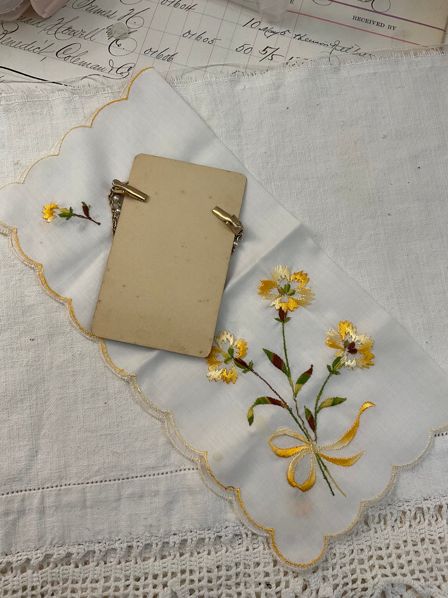 Sweater Clip with Yellow Hanky 
