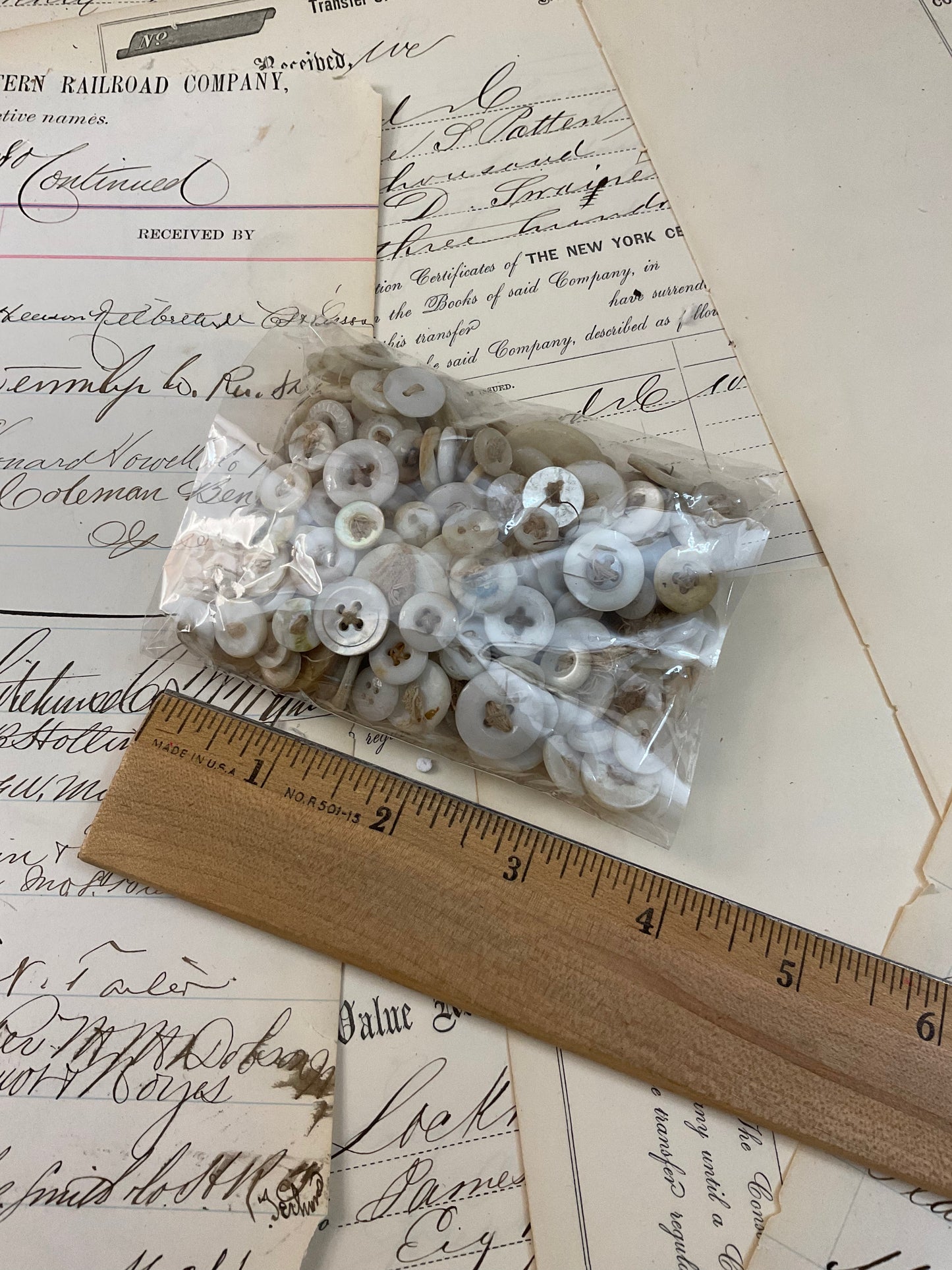 White and Cream Buttons with Thread