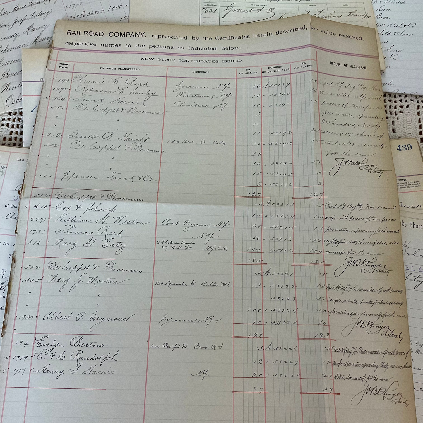 Antique Railroad Ledger & Certificate Pages – 18-Piece Ephemera Set