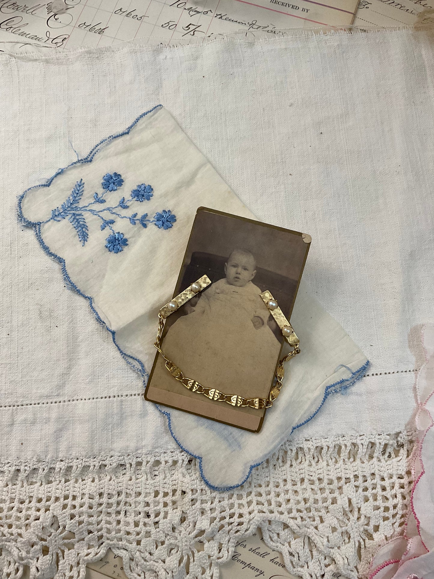 Sweater Clip with Blue Hankie