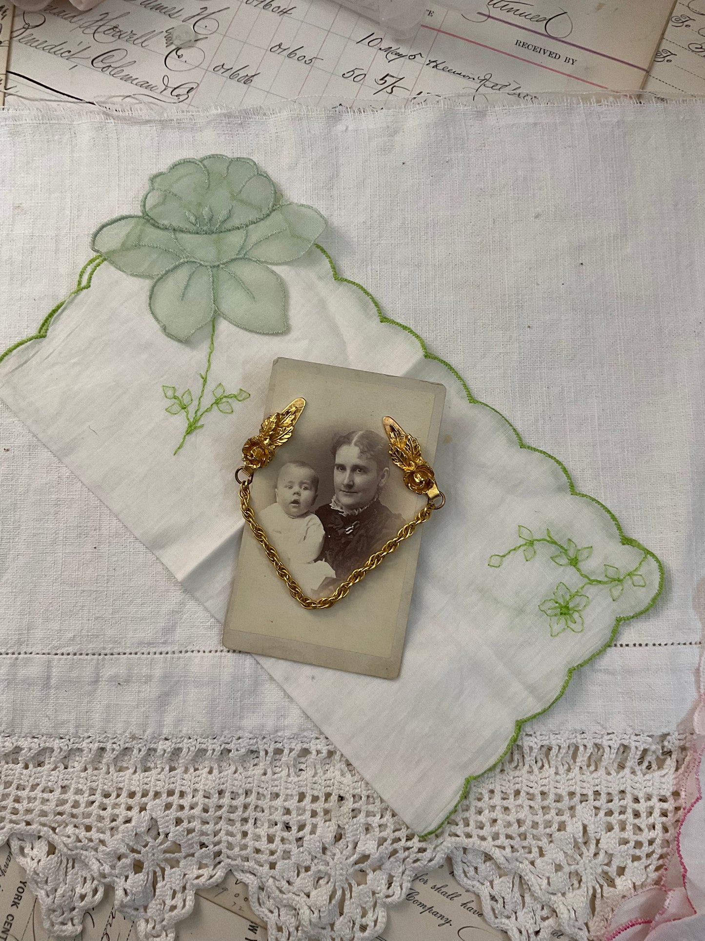 Sweater Clip with Green Hankie