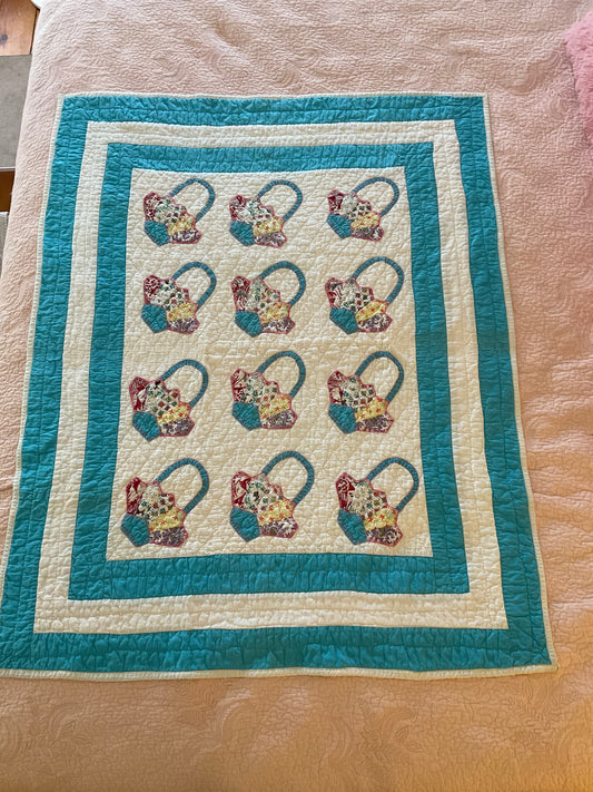 Blue Basket Baby Quilt