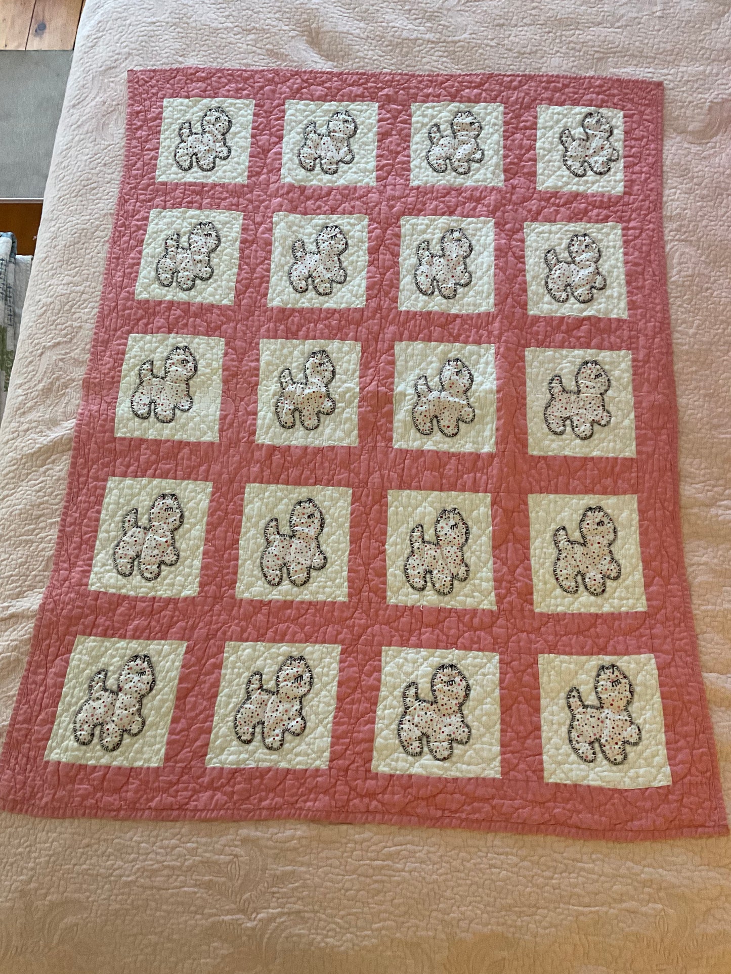 Pink Cat Baby Quilt