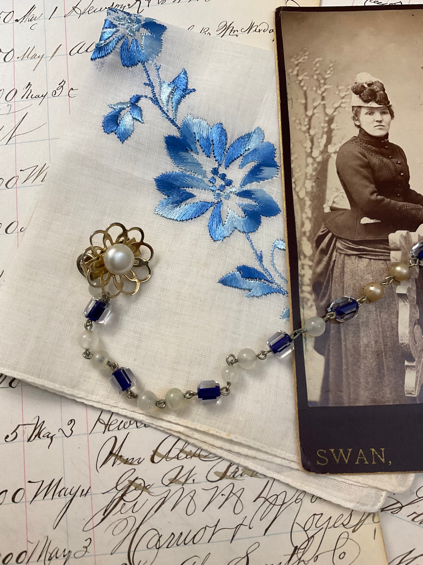 Sweater clip w/Cabinet Card and Hanky - A