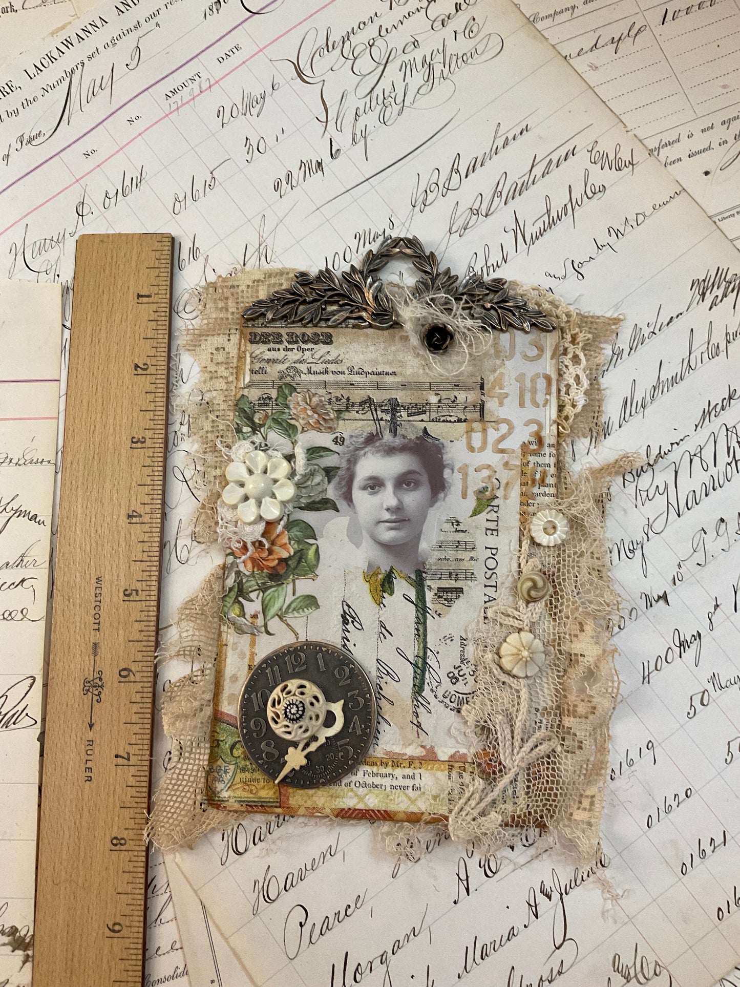 Girl with clock shelf sitter