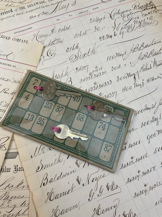 Vintage keys on game card – a