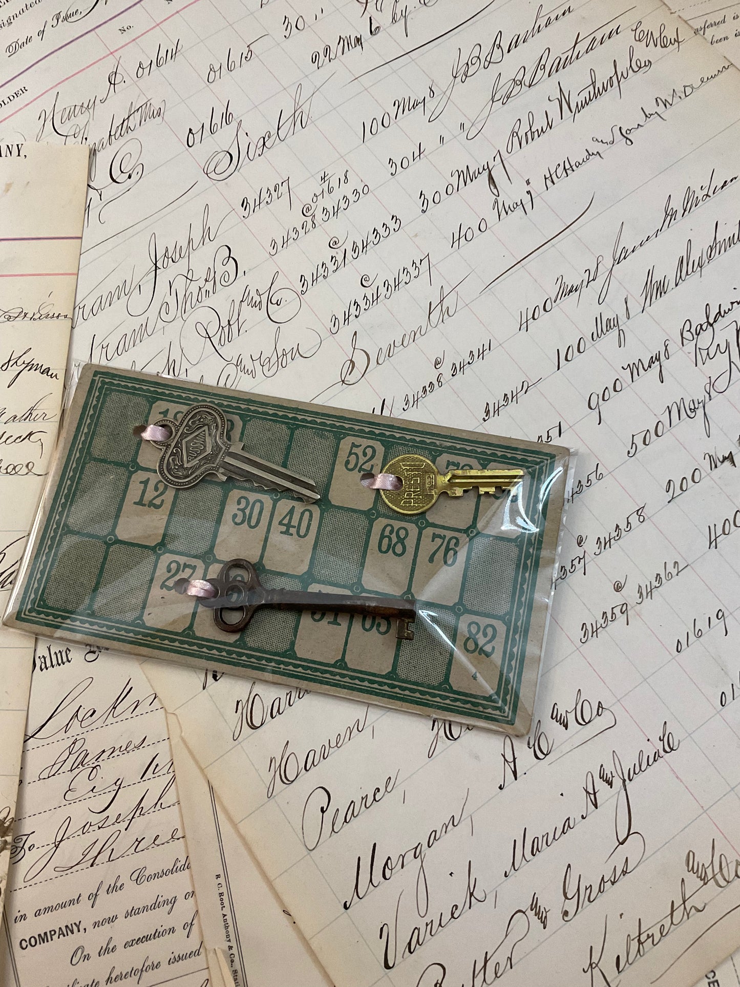 Vintage keys on game card – B