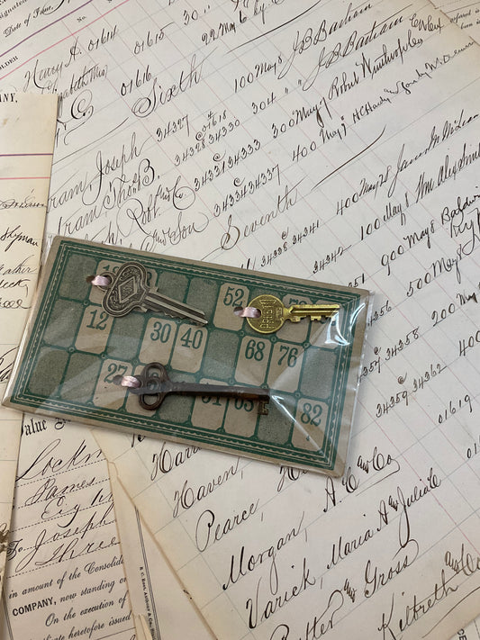 Vintage keys on game card – B
