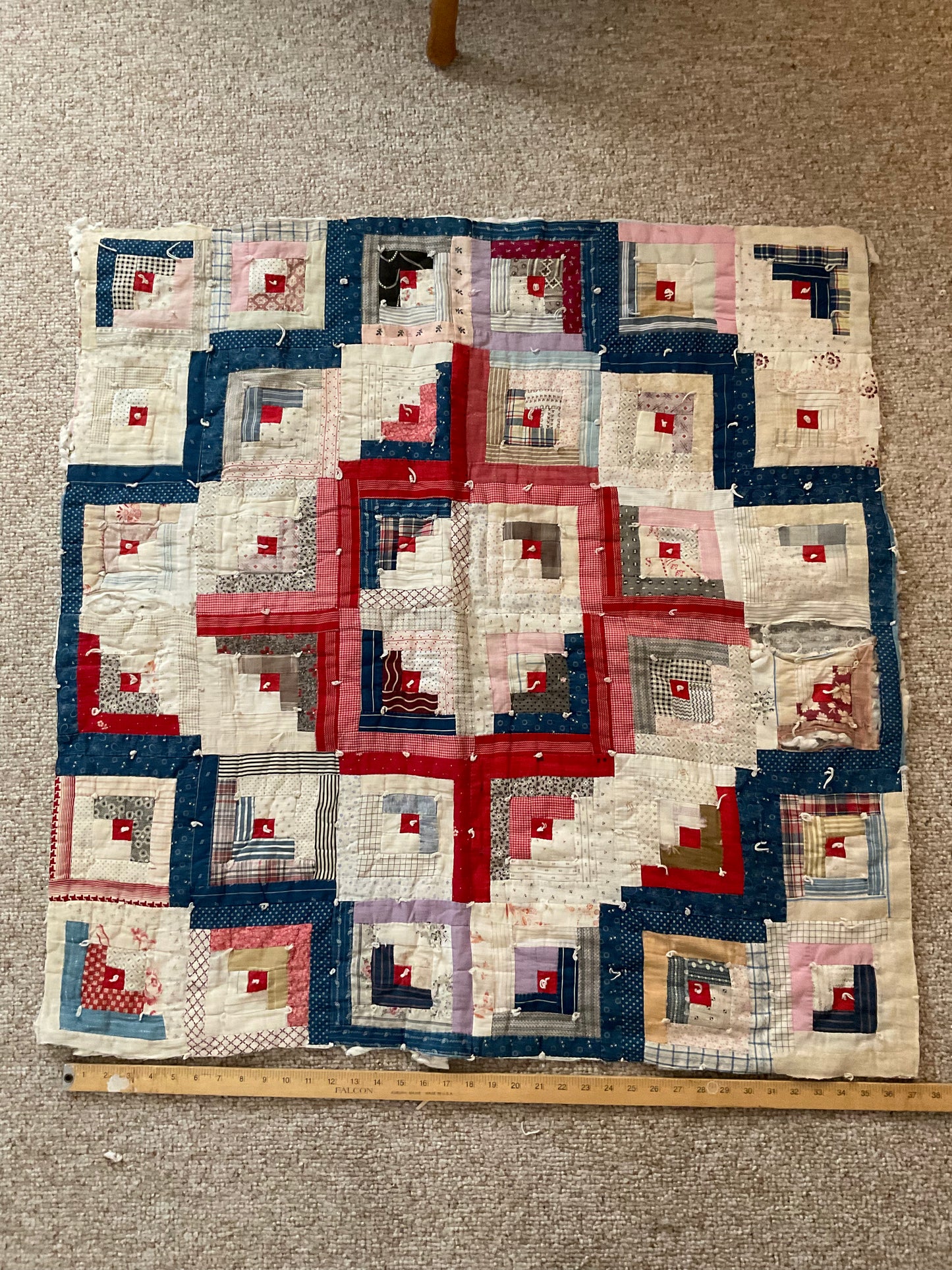 Extra Large piece of Log Cabin Quilt piece