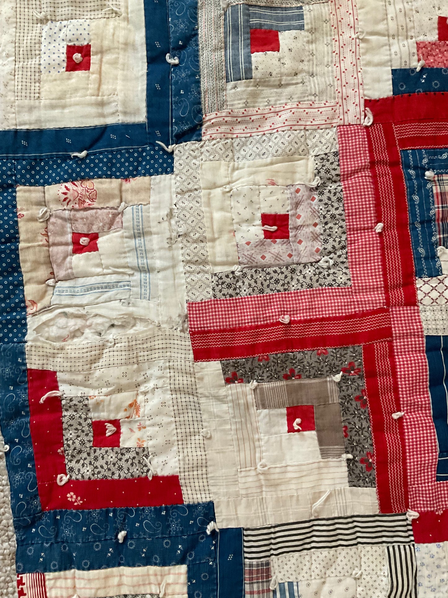 Extra Large piece of Log Cabin Quilt piece