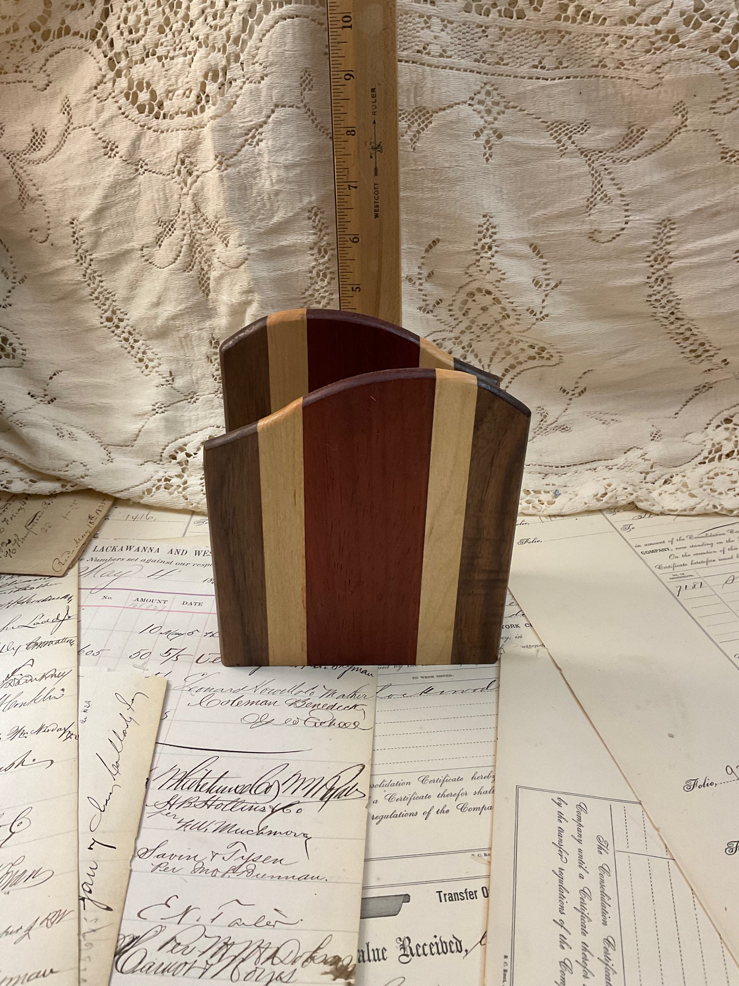 Striped napkin holder