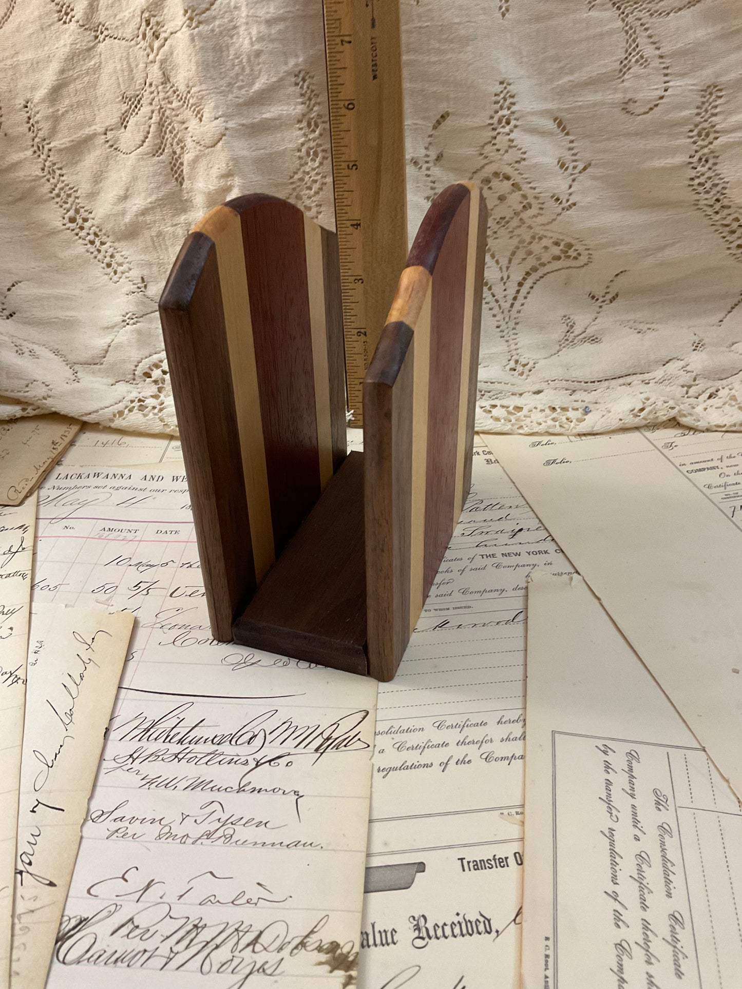 Striped napkin holder