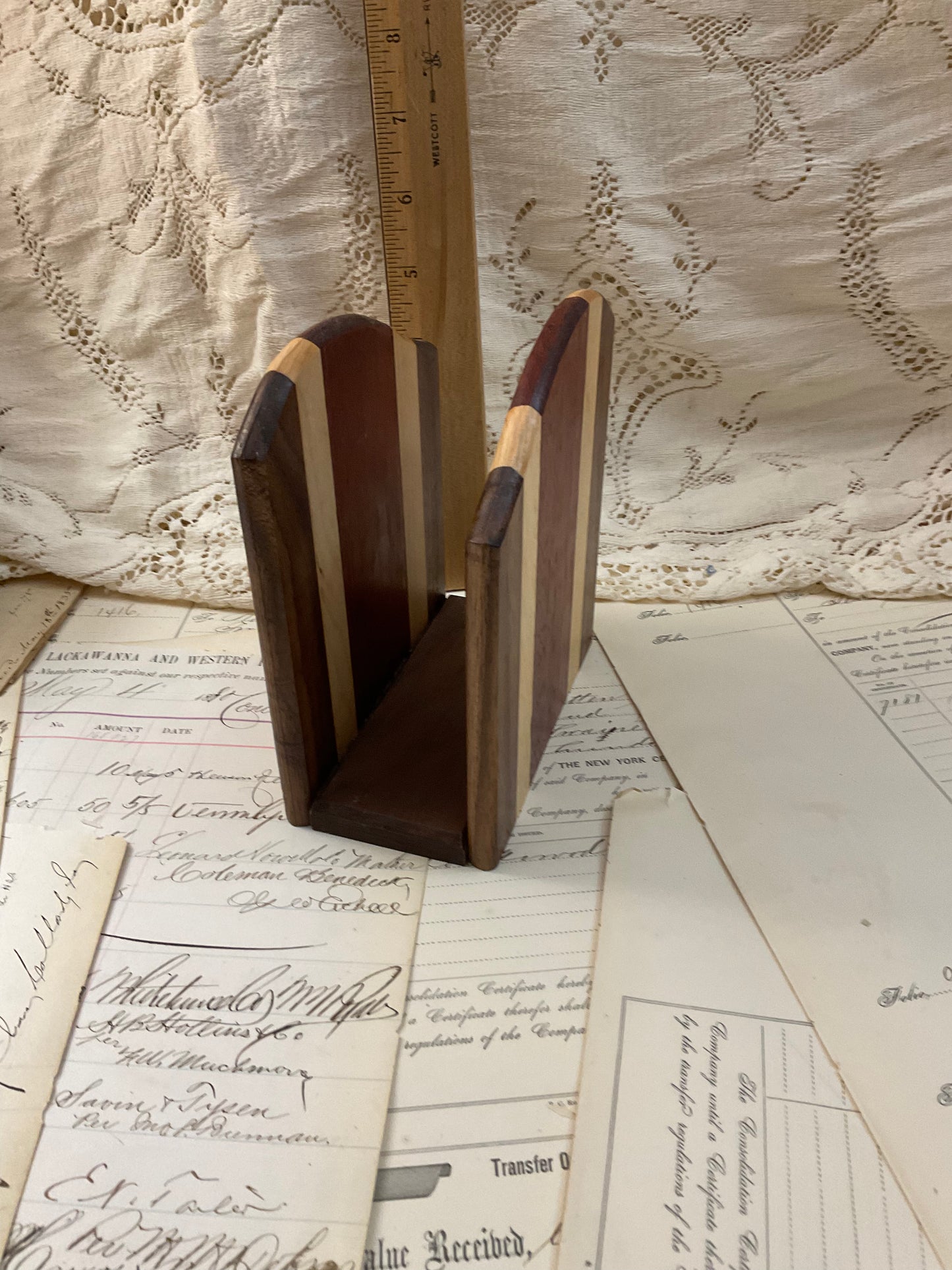 Striped napkin holder
