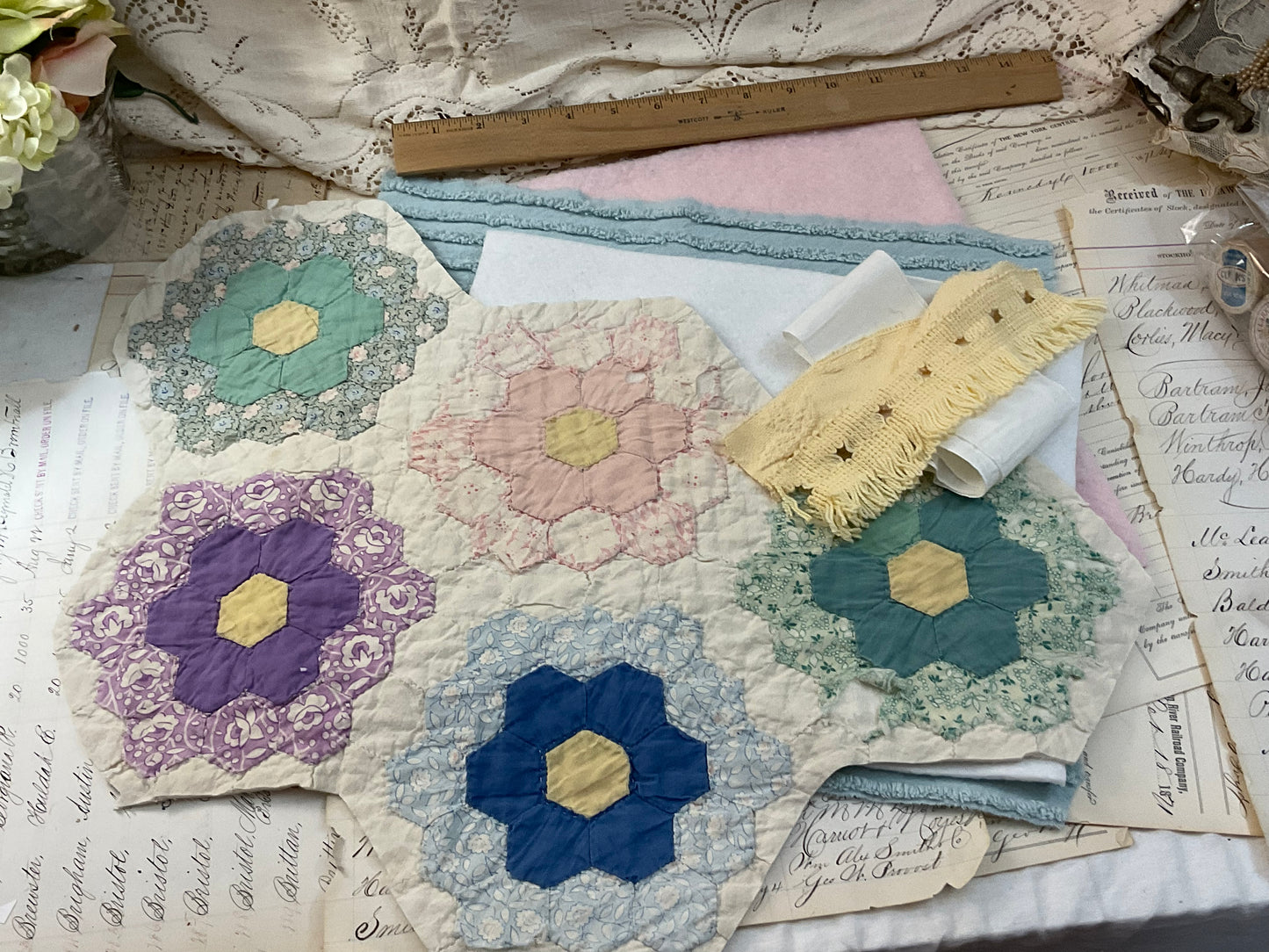 Grandmother’s flower garden linen bundle