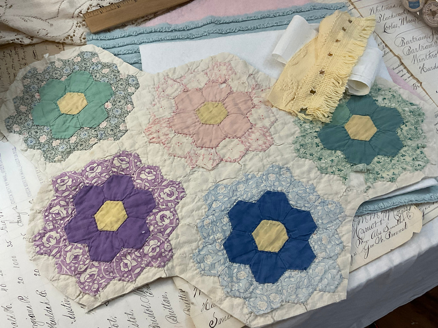 Grandmother’s flower garden linen bundle