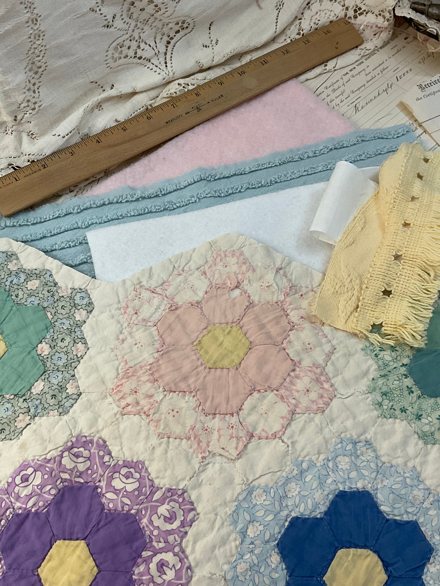 Grandmother’s flower garden linen bundle