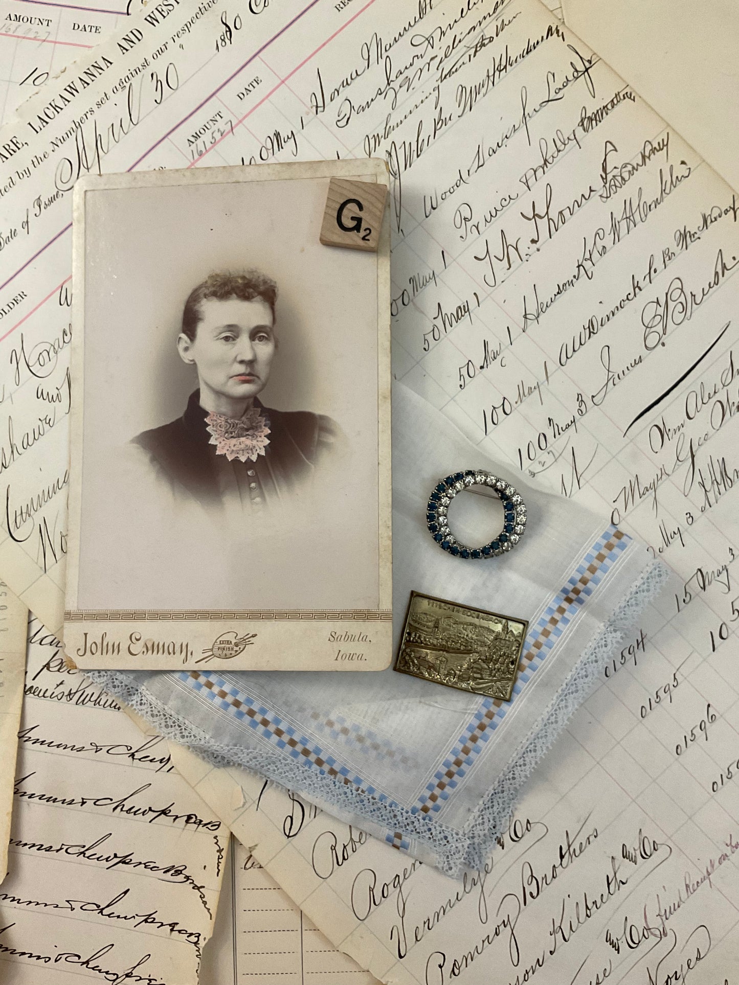 Walking stick medallion, photo, jewelry bundle
